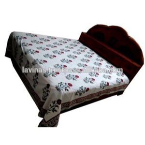 De algodón, bloque impreso indio Floral colcha impresión de pantalla sábana - Product Image 1