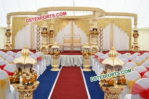 Haveli Wedding Mandap FRP Set Sillas de hierro de estilo indio para uso en fiestas en casa Hechas a mano por diferentes fabricantes de bodas Mandaps - Product Image 4