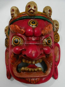<b>Hand</b> Crafted Wooden <b>Mask</b> of Bhairab Mahakal Wall Hanging Made in Nepal - Product Image 2