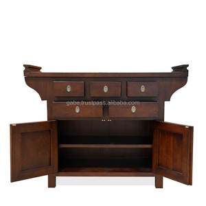 Console de Buffet en bois de teck naturel japonais, meuble en bois de teck fait à la main - Product Image 5