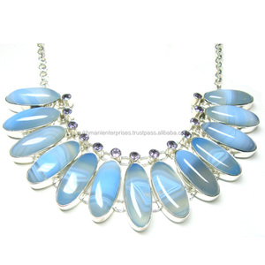 Collier en argent d'agate du Botswana, collier de conception célèbre - Product Image 2