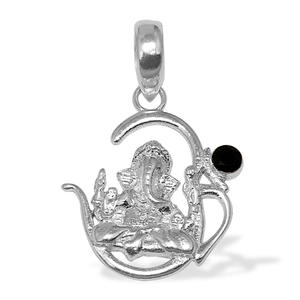 Pendentif en argent 925 personnalisé de haute qualité avec Zircon noir naturel hindou religieux OM charme bijoux plaqués or - Product Image 2