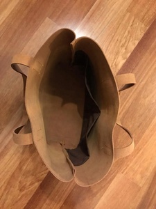 Sac fourre-tout en cuir de chameau avec poignées cousues, sac fait main, AV-0034 - Product Image 6