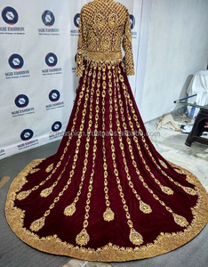 2018 caftanes marroquíes para adultos granate tradicional musulmán traje de boda ropa y accesorios elegantes - Product Image 2