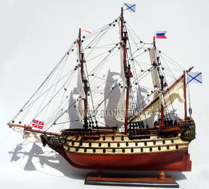 AZOV artesanías de Vietnam modelo de madera barco estilo náutico pintado grabado artesanía para decoración del hogar o regalo de negocios - Product Image 1