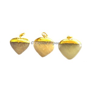 Colgantes galvanizados de corazón de Aventurina amarilla Colgante de piedra de envoltura de alambre Comprar ahora - Product Image 1