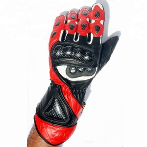 Gants de course en cuir rouges à doigts entiers avec protection de la paume et fermeture éclair pour la conduite, unisexe, respirants, imprimés, pour l'extérieur, toutes saisons - Product Image 2
