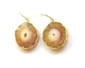 Pendiente de cuarzo solar amarillo claro natural chapado en oro para bodas Día de San Valentín Año Nuevo Plata de ley Regalo de Año Nuevo - Product Image 1