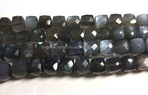 Caja facetada de piedra lunar gris Natural de 7mm y 8mm, hebra de cuentas de piedras preciosas para la fabricación de joyas, collar, pulsera, proveedor a granel, tendencia - Product Image 3