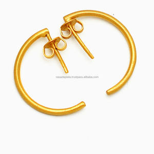 Pendientes de tuerca de Plata de Ley 925 de diseñador hechos a mano chapados en oro para bodas-CASA DE PLATA Directo al por mayor - Product Image 2