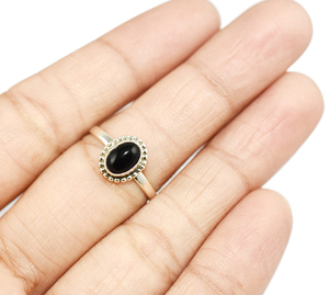 Anillos de plata de ley 925 de ónix negro, bisel Natural en forma de media pierna, proveedor de plata de la India - Product Image 4