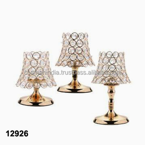 Portavelas de cristal chapado en oro para eventos - Product Image 1