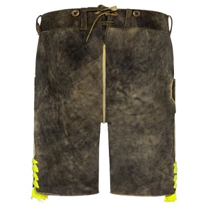 Lederhosen Alemanas Retro |   Pantalones de Cuero Estilo Bávaro Antiguo |   Ropa Tradicional Bordada de Cintura Alta para Hombre, Talla Grande - Product Image 2