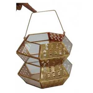 Lanterne de bougie en filigrane avec verre, décoration de noël pour la maison - Product Image 1