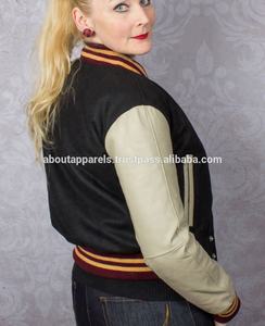 Chaquetas Varsity Personalizadas para Mujer 2026, Alta Calidad, 100% Lana, Mangas de Cuero, Estilo Universitario, Tallas Grandes, Rayas - Product Image 2