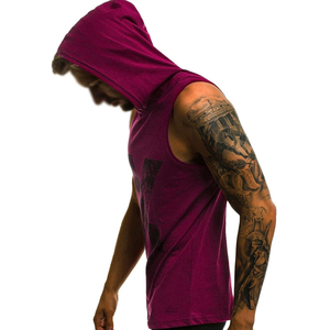 Camiseta sin mangas para hombre, ropa de calle para gimnasio, con capucha, ropa de culturismo, camiseta sin mangas informal - Product Image 3