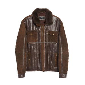 Chaqueta bomber de cuero genuino de vaca para hombre, moda - Product Image 1