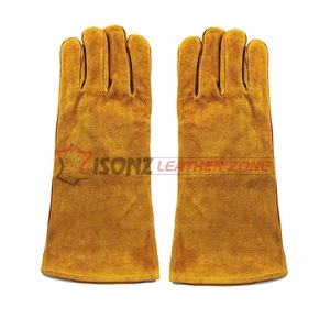 Gant de soudeur ISONZ Leather Zone 35 cm en cuir de vachette suédé pour soudage TIG à l'argon, durable, anti-coupure, épaisseur 1,2 mm, silicone et latex - Product Image 5