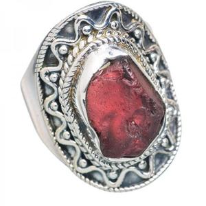 แหวนเงินสเตอร์ลิง925ทำด้วยมือสำหรับผู้หญิงสำหรับงานปาร์ตี้แหวนแฟชั่นพลอยอะพาไทต์โกเมนแบบหยาบ - Product Image 1