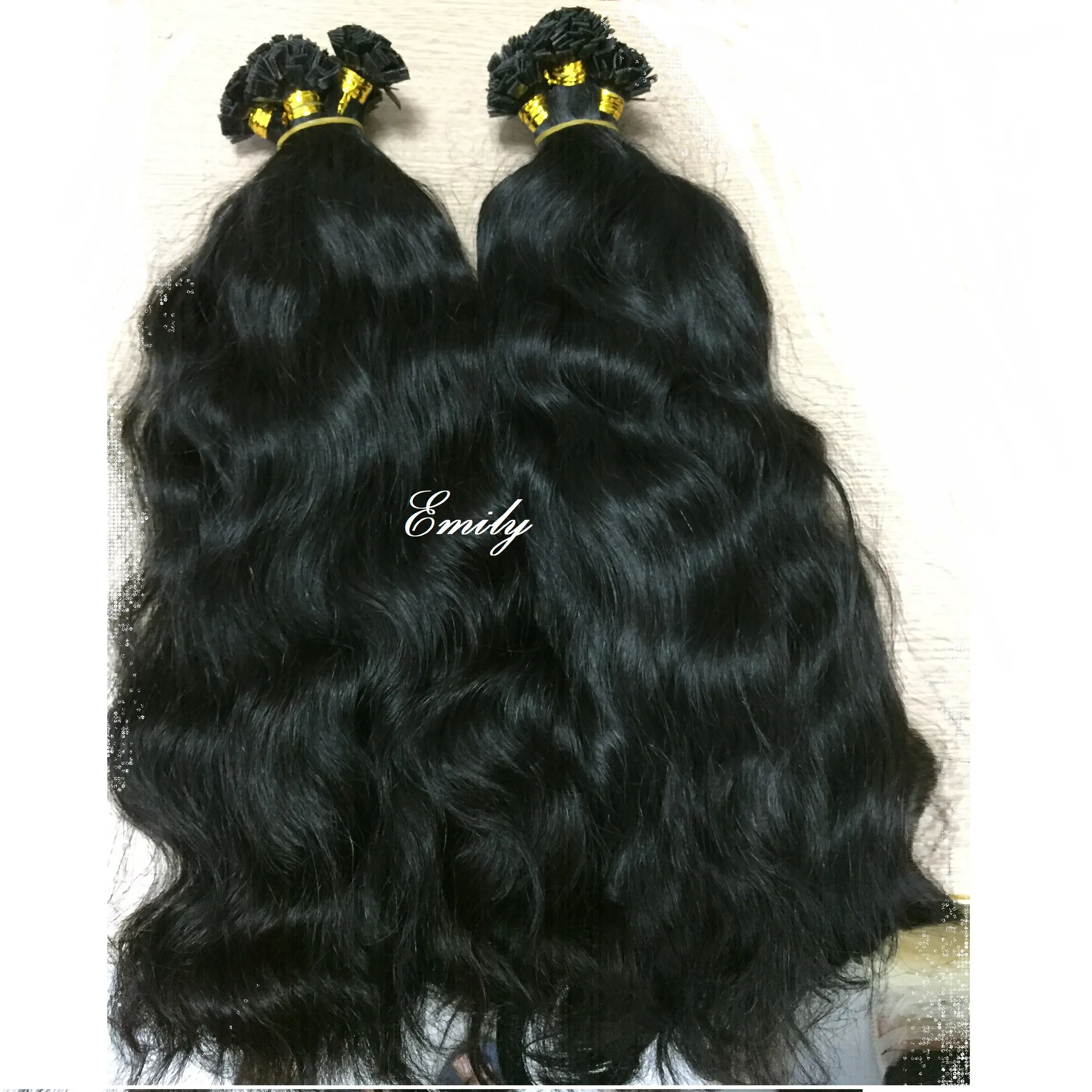 HUMAN HAIR FLAT TIP #1b natural wavy ITALIA KERATIN no tangle no shed cuticle aligned hair PRE BONDED HOT FUSSION