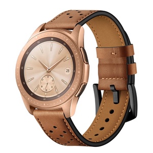 20mm 22mm Trous bruns noirs Bracelet de montre en cuir véritable pour Samsung <span class=keywords><strong>Galaxy</strong></span> <span class=keywords><strong>Watch</strong></span> <span class=keywords><strong>42mm</strong></span> 46mm - Product Image 2