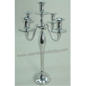 Candelabro de Metal, Decoraciones Elegantes para Bodas, Estilo Nórdico Vintage, Candelabro de 5 Brazos, Decoración de Mesa Alta de Aluminio - Product Image 1