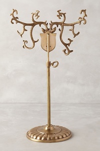 Expositor de Joyería de Latón Antiguo con Diseño de Astas, Estilo Vintage - Product Image 3