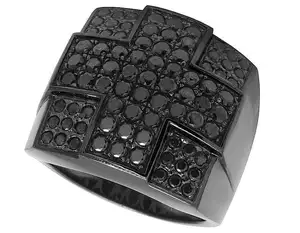 Мужское модное кольцо из белого золота с черными бриллиантами, 14 к, 1,26 карат, мужское кольцо с черными бриллиантами