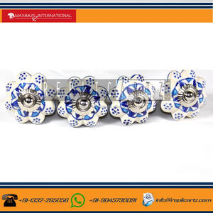High Quality Handmade Ceramic Blue White Door Knobs Handmade Knobs <b>Cabinet</b> Knobs Ceramic - Product Image 2