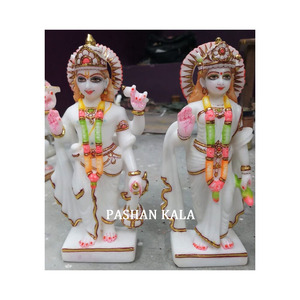 White Marble Handmade Exclusive Standing Laxmi Vishnu Statue - Product Image 1