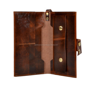 Carte de crédit vintage faite à la main/porte-monnaie pour femmes Nouveau sac à main en cuir véritable de couleur marron pur chasseur simple pour femmes et filles - Product Image 3