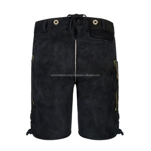 Lederhosen bavaroises allemandes en daim noir pour l'Oktoberfest, style autrichien, pour homme, coupe courte, multicolores, broderie personnalisée - Product Image 6
