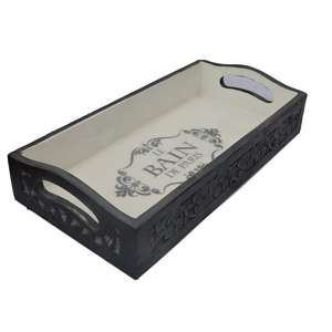 ตกแต่งหรูหราถาดไม้ด้วยมือแกะสลักด้านนอกและพิมพ์หน้าจอเคลือบทำงานภายใน - Product Image 1