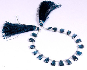 Bleu Royal Moss Kyanite Facettes Trillion Poire Longue Goutte Perles 6*9MM Strand Collier Fabrication de Bijoux Avec Moonstone Amber - Product Image 2