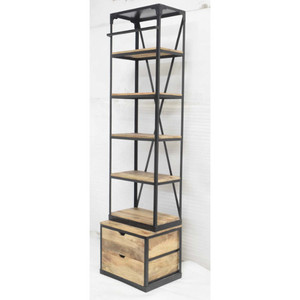 Vintage Industrial Antique American Style Iron <b>Wooden</b> Tall Library Home Collage School <b>Ladder</b> Book Case Bookshelf - Product Image 5