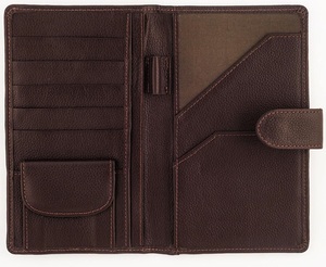 Portefeuille de voyage en cuir véritable marron de haute qualité pour Essentials unisexe RFID caractéristique longue avec motif de Logo de fermeture à bouton - Product Image 2