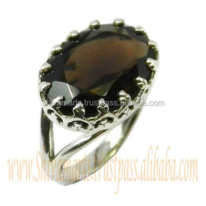 Anillo de piedras preciosas de cuarzo ahumado de Plata de Ley 925 de alta calidad, anillos Vermeil de eternidad, hermoso proveedor de joyería de plata a la moda - Product Image 2