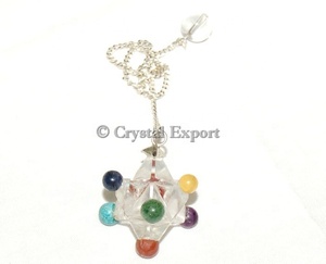 Crystal Quartz Chakra Cabs Merkaba Pendulums : Chakra Pendulums. - Product Image 1