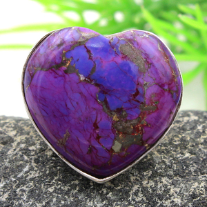 Heart Designer Purple Copper Turquoise Gemstone 925 Sterling <b>Silver</b> Ring Wholesale Online <b>Handmade</b> Jewelry - Product Image 2