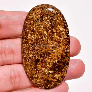 100% 天然金叶玉宝石混合形状各种尺寸惊人的金叶玉凸圆形松散宝石