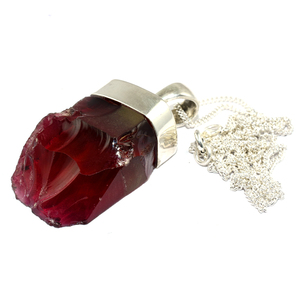 Collier avec pendentif en onyx rouge de forme fantaisie, en argent sterling 925, chaîne en boîte, bijoux de mode chrétienne classiques - Product Image 1