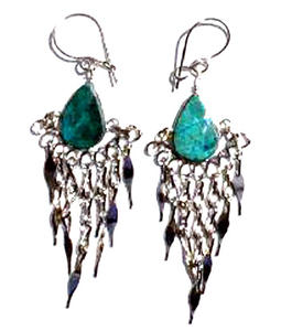 Boucles d'oreilles péruviennes en pierres précieuses, bijou fait à la main, pierres précieuses semi-précieuses, vente en gros, - Product Image 1