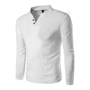 เสื้อยืดแขนยาวคอวีสำหรับผู้ชาย,เสื้อยืดย้อมสีเรียบสวมใส่สบายทำจากผู้ผลิตผลิตเอง - Product Image 4