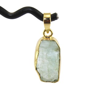 Pendentif aigue-marine naturel brut non coupé pendentif irrégulier couleur or - Product Image 2