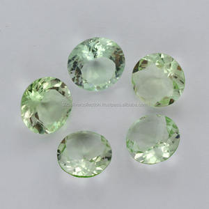 Piedra preciosa creada en laboratorio de amatista verde, joyería suelta redonda calibrada facetada, corte de diamante para estilo elegante - Product Image 1