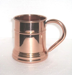 Taza de cobre brillante con logotipo personalizado con base de mango de latón, capacidad de metal de 1l martillado para regalos fabricados en la India - Product Image 6