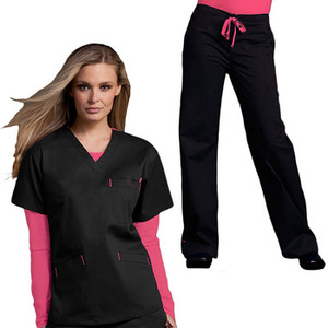 Uniformes Médicos Unisex con Logotipo Personalizado Bordado, Cuello en V, Manga Larga, Cómodos, de Poliéster y Elastano, para Verano - Product Image 1