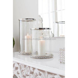 Silver Pillar Metal and <b>Glass</b> Hurricanes Candle <b>Holder</b> for Home & Wedding Tabletop Decorative Hurricanes Pillar - Product Image 4