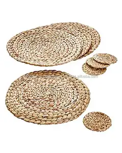 Natural Water Hyacinth Round Coasters/ Hand Woven Water Hyacinth Tray for Wholesale