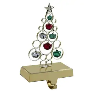 Metal Gold Plated Tree <b>Stocking</b> <b>Holder</b> with Bell - Product Image 1